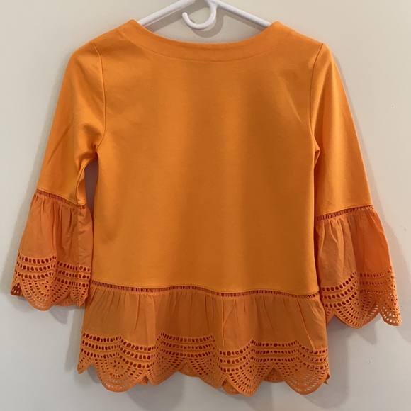 Ann Taylor Sorrento Orange Eyelet Hem Top - Picture 5 of 7